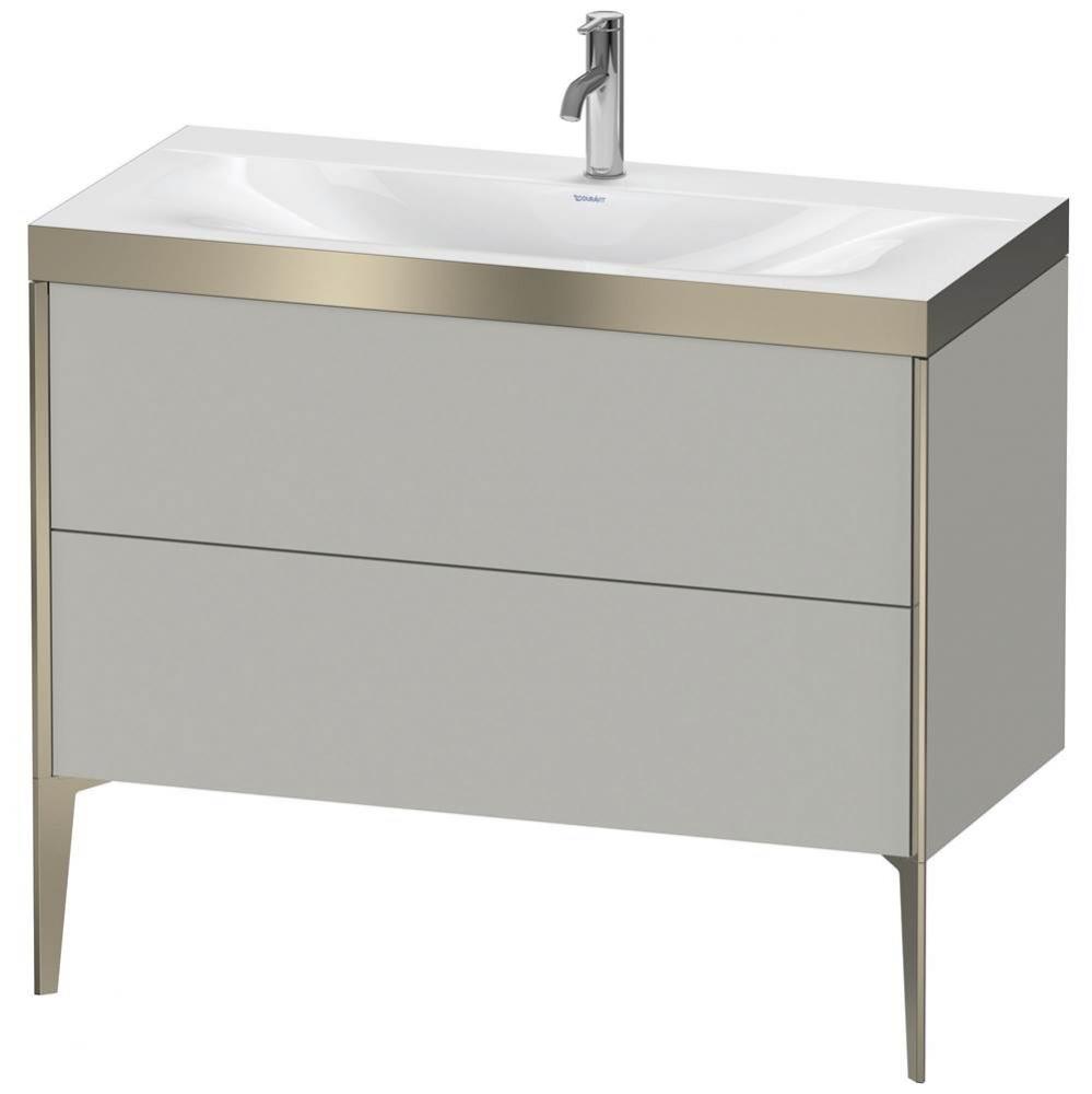 Duravit XViu Two Drawer C-Bonded Floorstanding Vanity Kit Concrete Gray