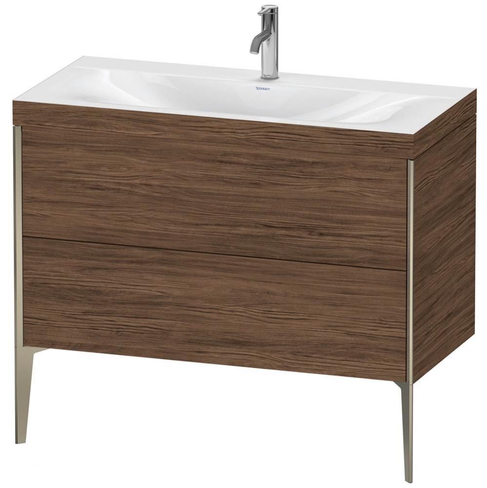 Duravit XViu Two Drawer C-Bonded Floorstanding Vanity Kit Walnut Dark