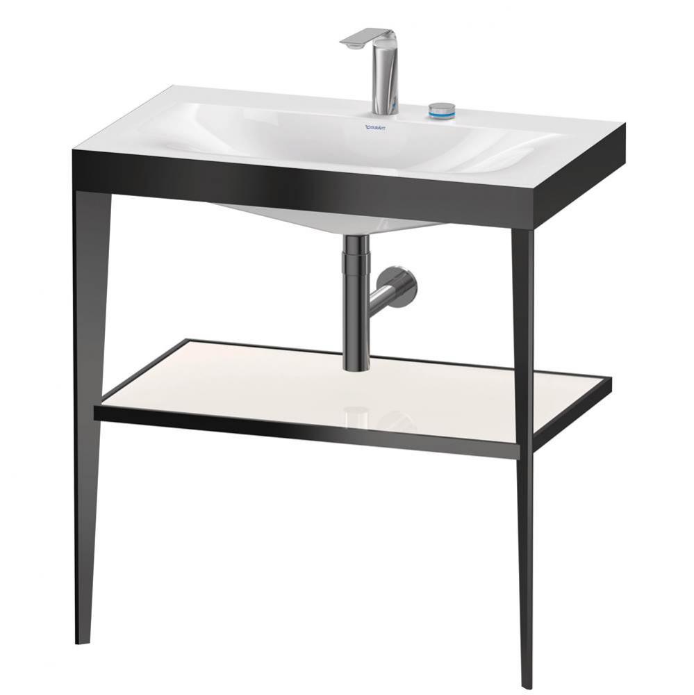 XViu C-Bonded Vanity Kit with Sink and Metal Console White|Black