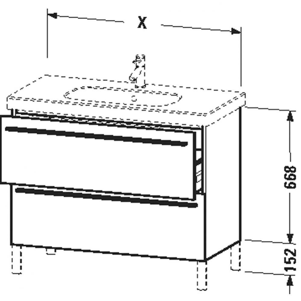 Duravit X-Large Two Drawer Floorstanding Vanity Unit Flannel Gray