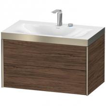 Duravit XV4615EB121P - Duravit XViu Two Drawer C-Bonded Wall-Mount Vanity Kit Walnut Dark