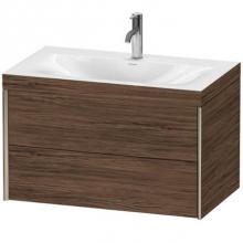 Duravit XV4615OB121C - Duravit XViu Two Drawer C-Bonded Wall-Mount Vanity Kit Walnut Dark
