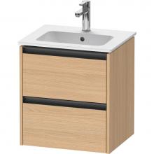 Duravit K25261030300000 - Duravit Ketho.2 20 1/8'' Wall Mount Two Drawer Single Vanity Cabinet in Natural Oak, Sin