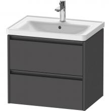 Duravit K25282049490000 - Duravit Ketho.2 25'' Wall Mount Two Drawer Single Vanity Cabinet in Matte Graphite, Sink