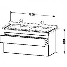 Duravit DS649005343 - Duravit DuraStyle Two Drawer Wall-Mount Vanity Unit Chestnut Dark|Basalt