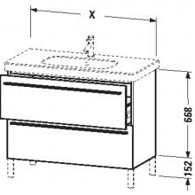 Duravit XL651608989 - Duravit X-Large Two Drawer Floorstanding Vanity Unit Flannel Gray
