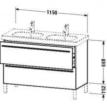Duravit XL651807979 - Duravit X-Large Two Drawer Floorstanding Vanity Unit Walnut