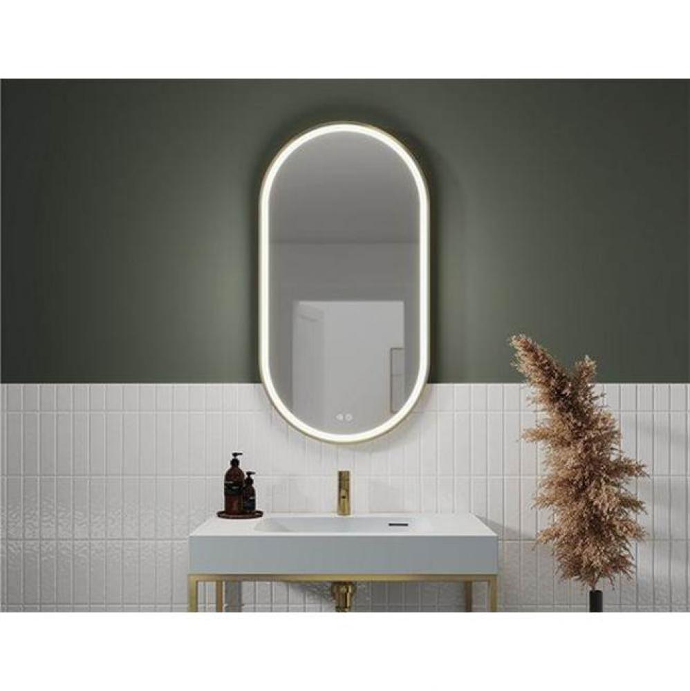 MAGNA OBLONG FRAMED MIRROR 20'' W x 39'' H +DEFOG +LIGHT, GOLD