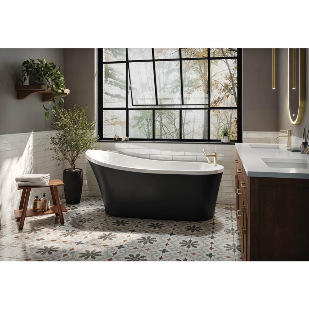 OPUS MEZZO TUB/6730/MAT BLK EXT/WHITE INT/WHITE DRAIN COVER