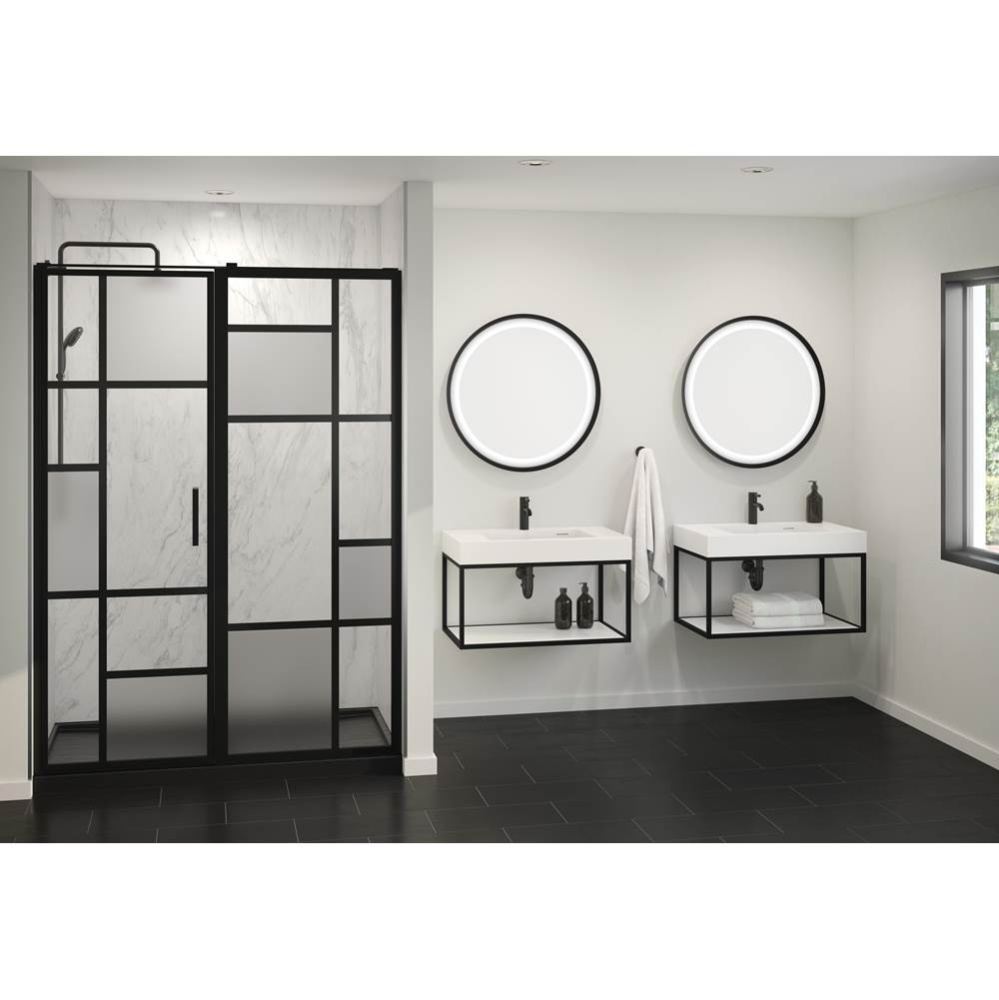 LUNA STAK DUO VANITY WALLMOUNT BLACK FRAME 32'' WHITE SHELF