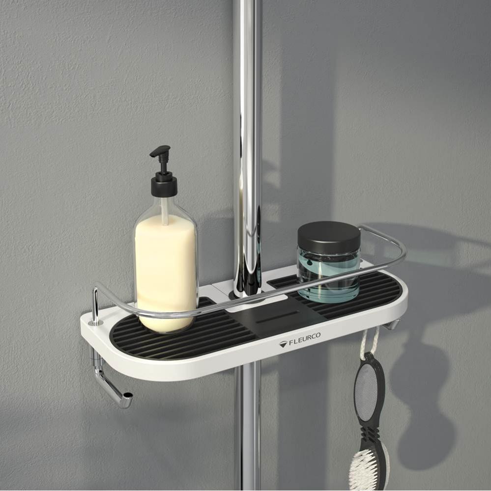 DOMUS SHELF W/ADAPTER W/HOOKS/11x5''/WHT/CHR