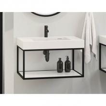 Fleurco LVSTF24-WM12-SH18 - LUNA STAK DUO VANITY WALLMOUNT BRUSHED GOLD FRAME 24'' WHITE SHELF