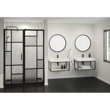 Fleurco LVSTF32-WM33-SH18 - LUNA STAK DUO VANITY WALLMOUNT BLACK FRAME 32'' WHITE SHELF
