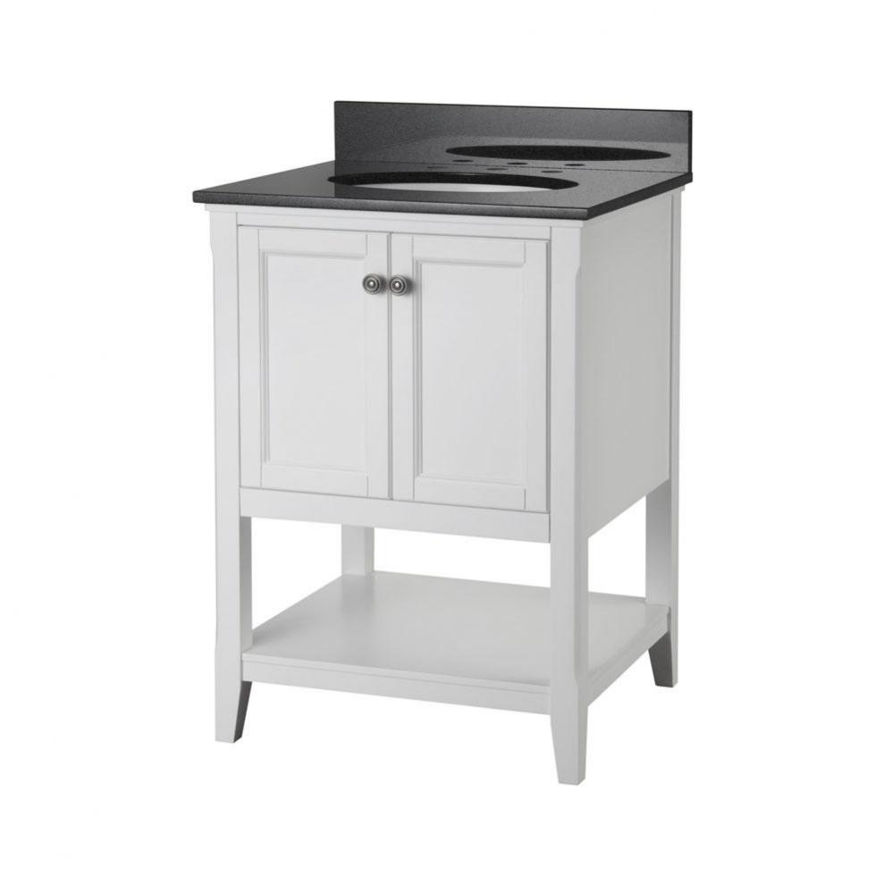 Auguste 24 inch bathroom vanity in white with two doors and open