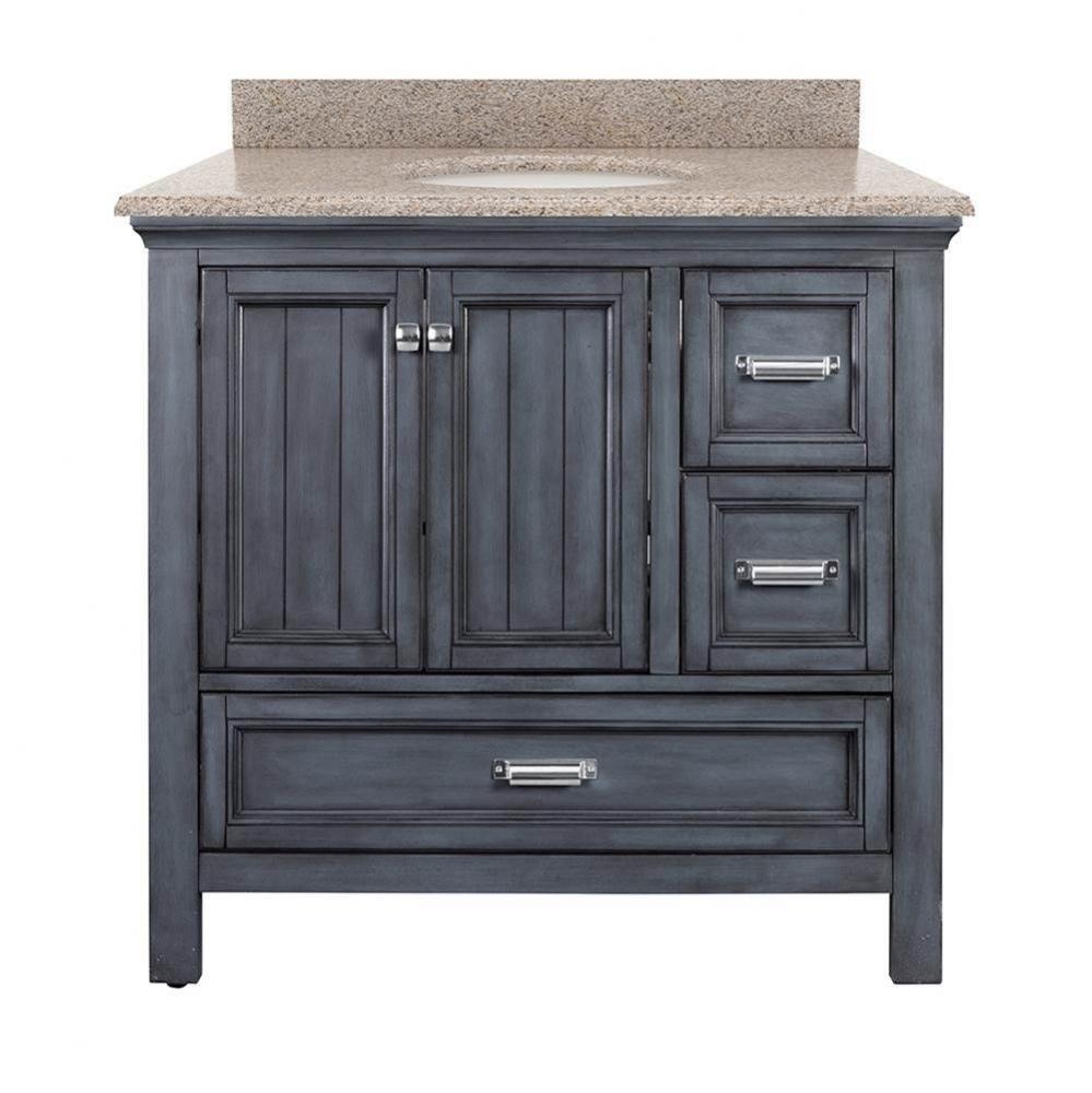 Brantley 37'' Harbor Blue Vanity with Rushmore Grey Granite Top