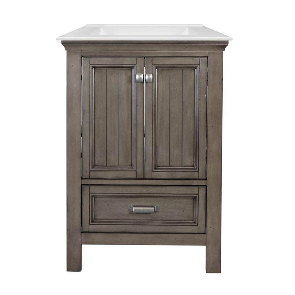 Brantley 25'' Distressed Grey Vanity with White Fine Fire Clay Top