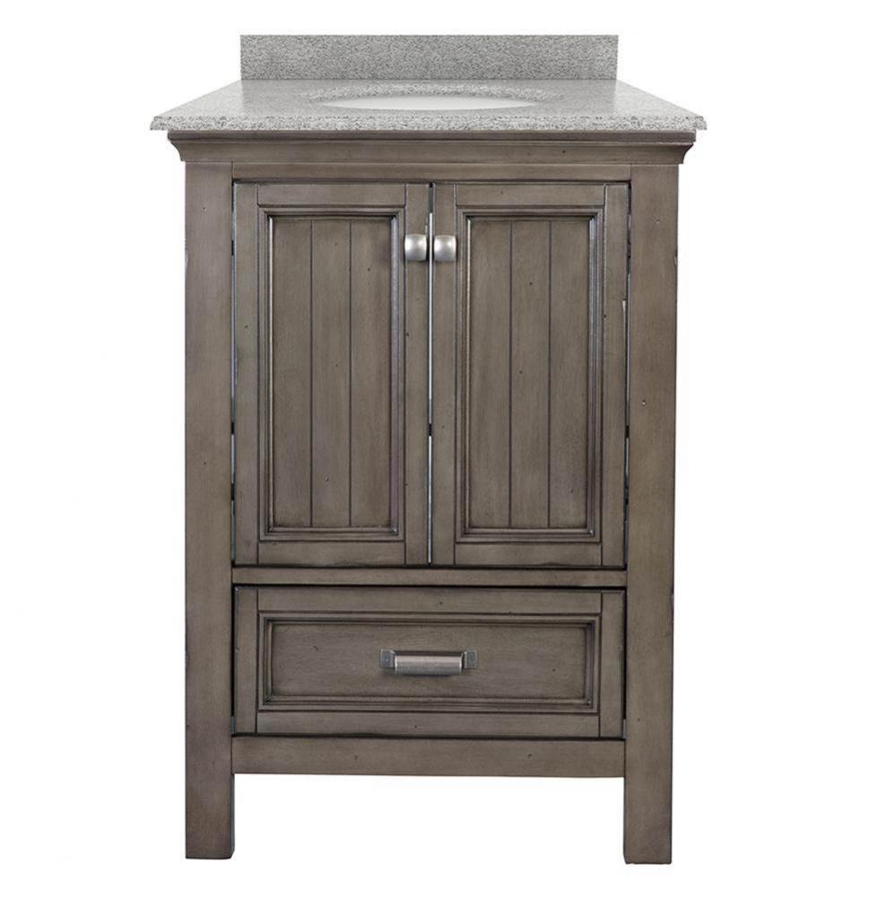 Brantley 25'' Distressed Grey Vanity with Rushmore Grey Granite Top