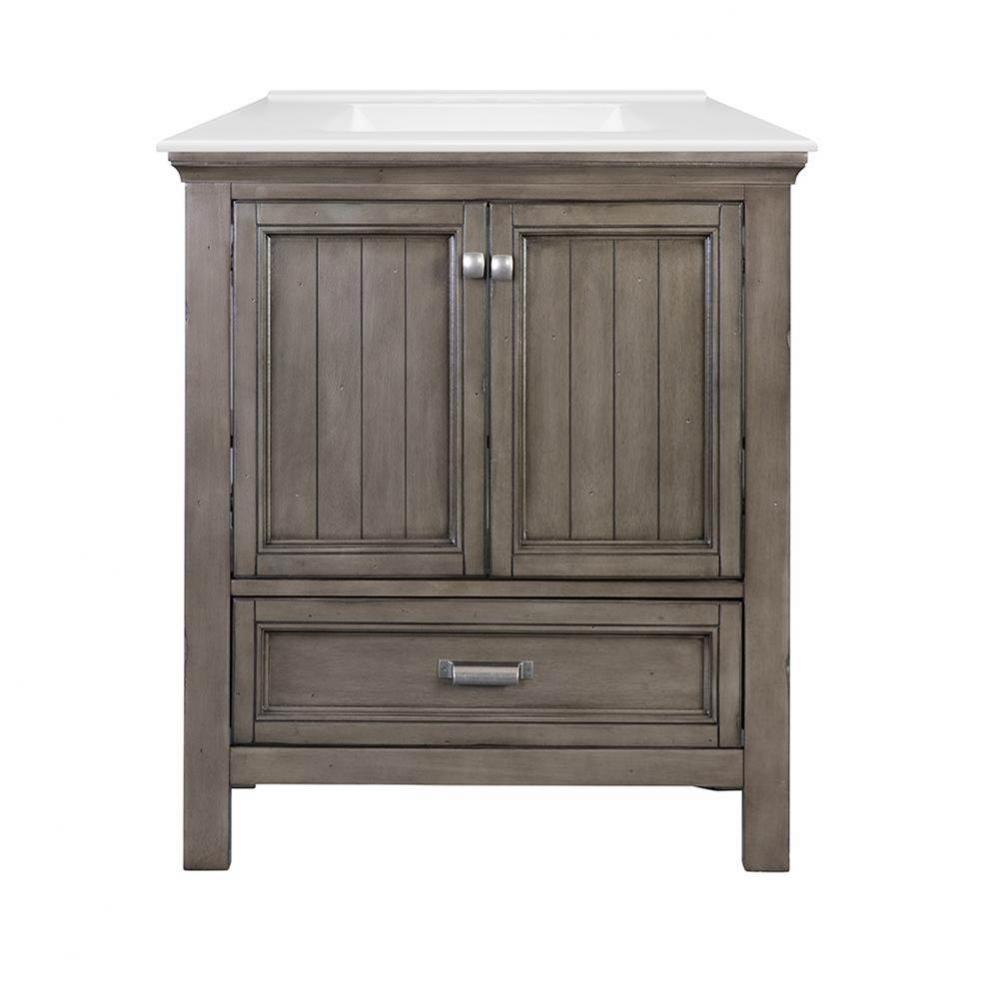 Brantley 31'' Distressed Grey Vanity with White Fine Fire Clay Top