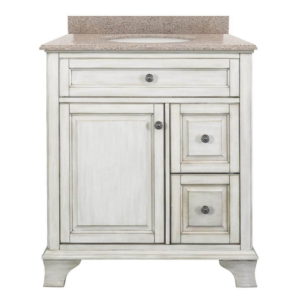 Corsicana 31'' Antique White Vanity with Mohave Beige Granite Top