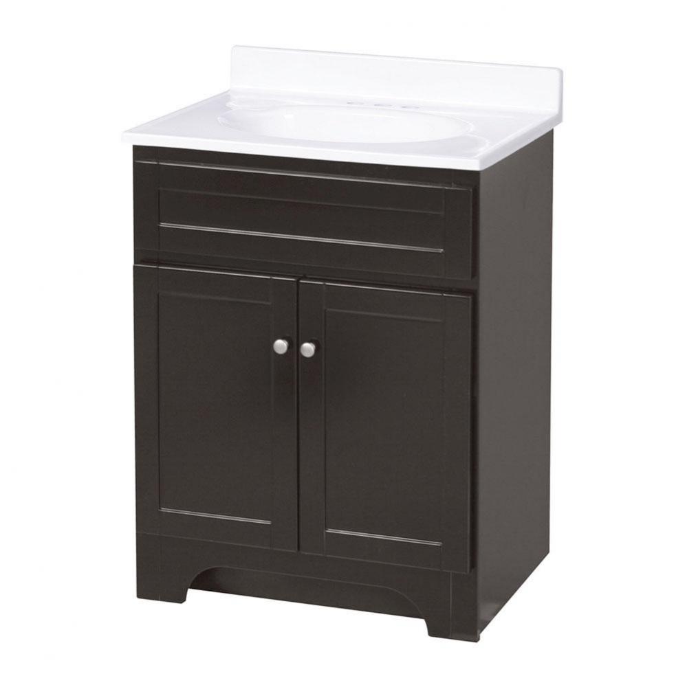 Columbia 24 inch espresso bath vanity with cultured marble vanity