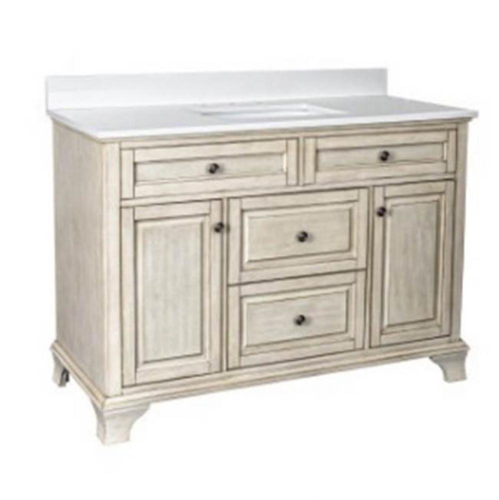 Corsicana 49'' Antique White Vanity with Carrara White Marble Top