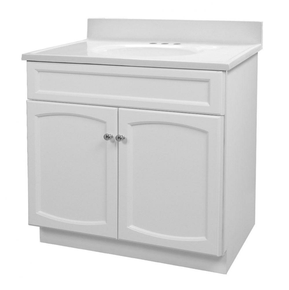 Heartland 30 inch white vanity with cultured marble vanity