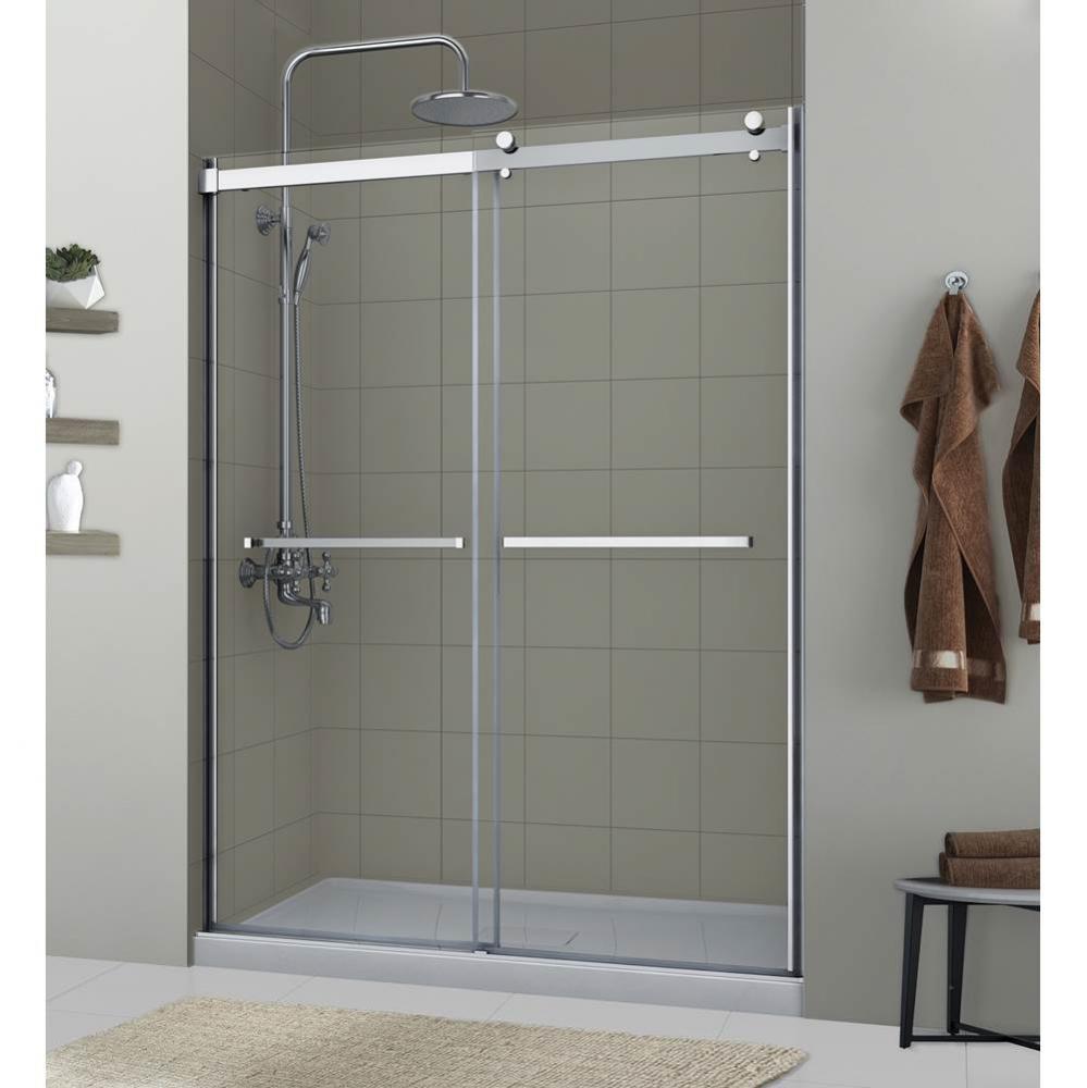 Lagoon Double Roller Door 5/16'' Clear Glass Silver Frame Fits 55''-59'&a