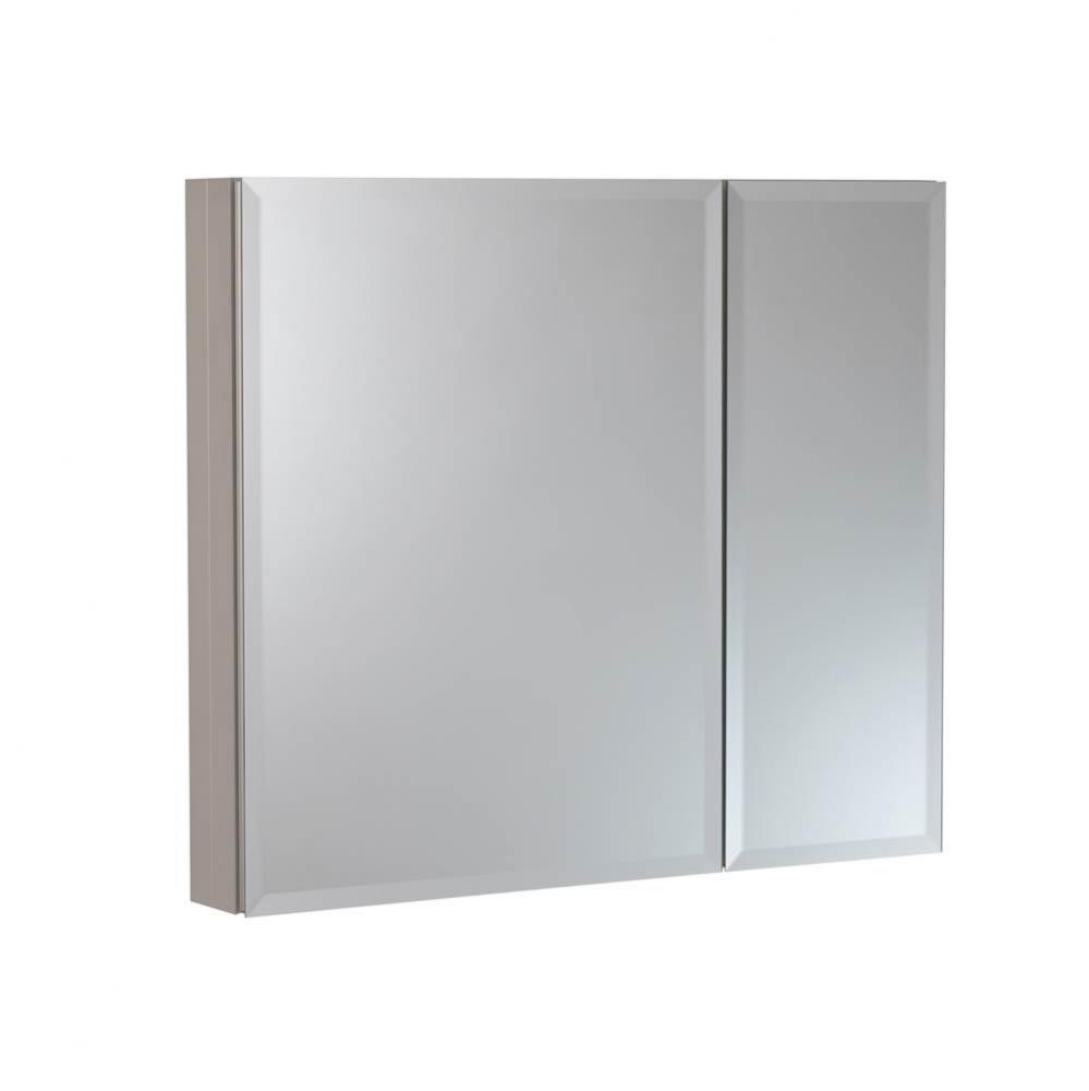 Metal Double Door Medicine Cabinet 30'' x 26'' Beveled Mirror   Satin