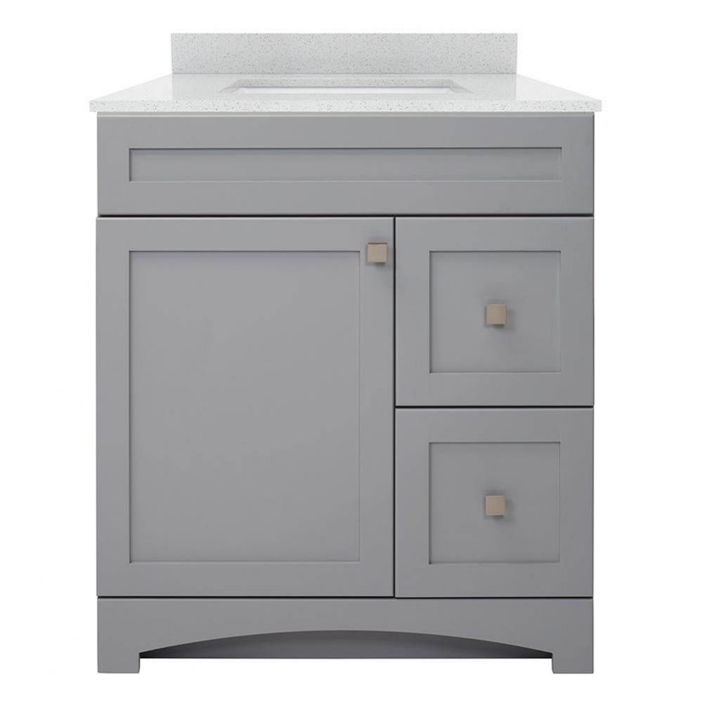 Monterrey 31'' Cool Grey Vanity with Silver Crystal White Engineered Stone Top