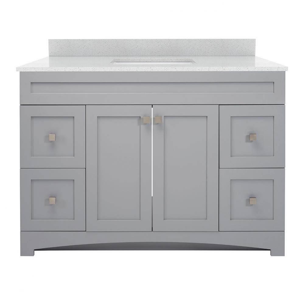 Monterrey 49'' Cool Grey Vanity with Silver Crystal White Engineered Stone Top