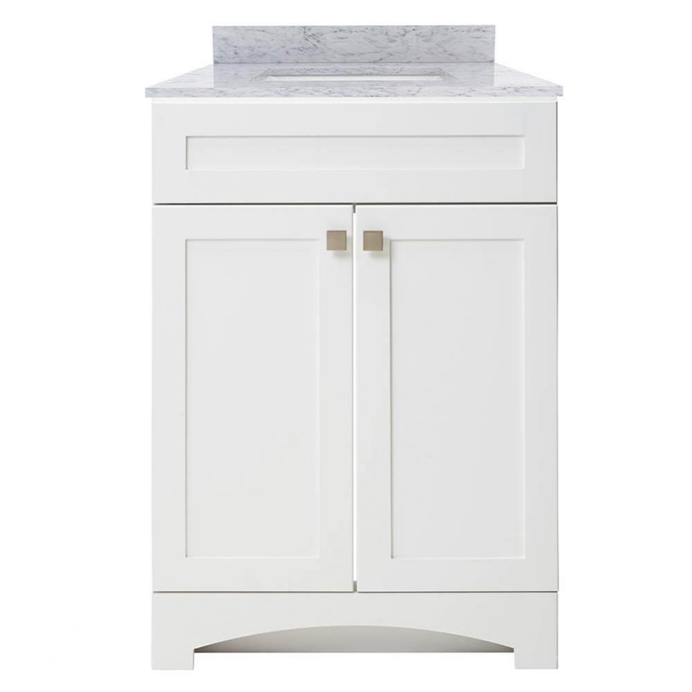 Monterrey 25'' Flat White Vanity with Carrara White Marble Top