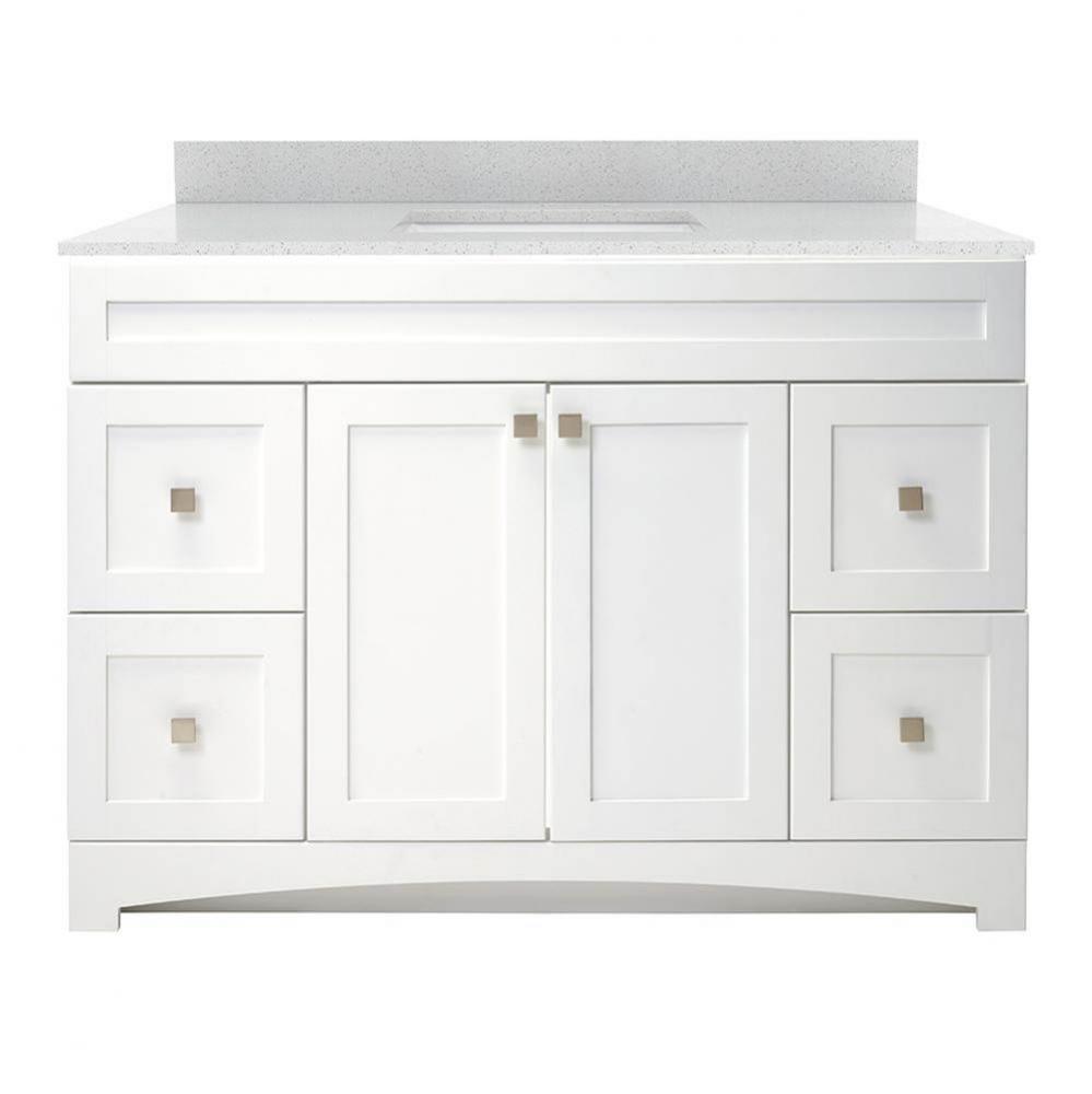 Monterrey 49'' Flat White Vanity with Silver Crystal White Engineered Stone Top