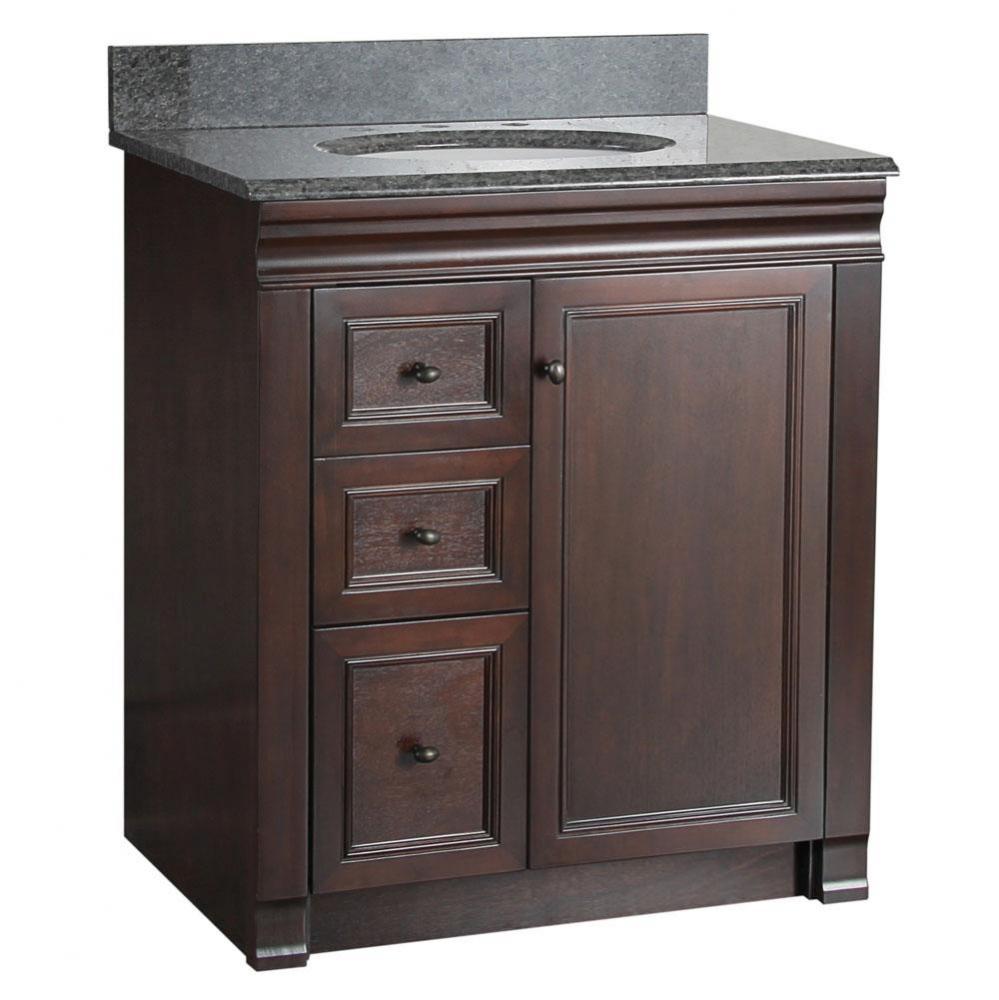 Shawna 30 inch tobacco bath vanity with left side