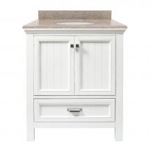 Foremost BAWVT3122D-MB - Brantley 31'' White Vanity with Mohave Beige Granite Top