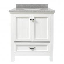 Foremost BAWVT3122D-RG - Brantley 31'' White Vanity with Rushmore Grey Granite Top