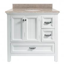 Foremost BAWVT3722D-MB - Brantley 37'' White Vanity with Mohave Beige Granite Top