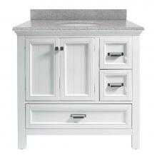 Foremost BAWVT3722D-RG - Brantley 37'' White Vanity with Rushmore Grey Granite Top