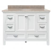 Foremost BAWVT4922D-MB - Brantley 49'' White Vanity with Mohave Beige Granite Top