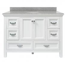 Foremost BAWVT4922D-RG - Brantley 49'' White Vanity with Rushmore Grey Granite Top