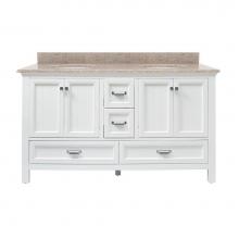 Foremost BAWVT6122D-MB - Brantley 61'' White Vanity with Mohave Beige Granite Top