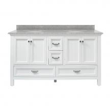 Foremost BAWVT6122D-RG - Brantley 61'' White Vanity with Rushmore Grey Granite Top