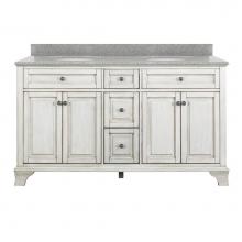Foremost CNAWVT6122D-RG - Corsicana 61'' Antique White Vanity with Rushmore Grey Granite Top