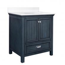 Foremost BABVT3122D-CWR - Brantley 31'' Harbor Blue Vanity with Carrara White Marble Top