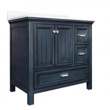 Foremost BABVT3722D-CWR - Brantley 37'' Harbor Blue Vanity with Carrara White Marble Top