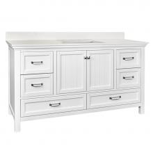 Foremost BAWVT6122D-SWR - Brantley 61'' White Vanity with Silver Crystal White ES Top