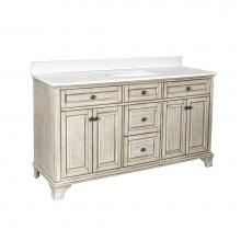 Foremost CNAWVT6122D-CWR - Corsicana 61'' Antique White Vanity with Carrara White Marble Top