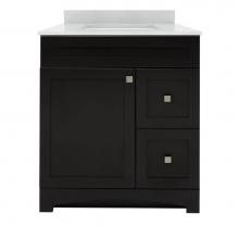 Foremost MXBVT3122-SWR - Monterrey 31'' Black Coffee Vanity with Silver Crystal White Engineered Stone Top
