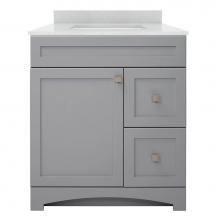 Foremost MXGVT3122-SWR - Monterrey 31'' Cool Grey Vanity with Silver Crystal White Engineered Stone Top