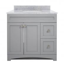 Foremost MXGVT3722-CWR - Monterrey 37'' Cool Grey Vanity with Carrara White Marble Top