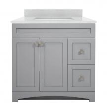Foremost MXGVT3722-SWR - Monterrey 37'' Cool Grey Vanity with Silver Crystal White Engineered Stone Top
